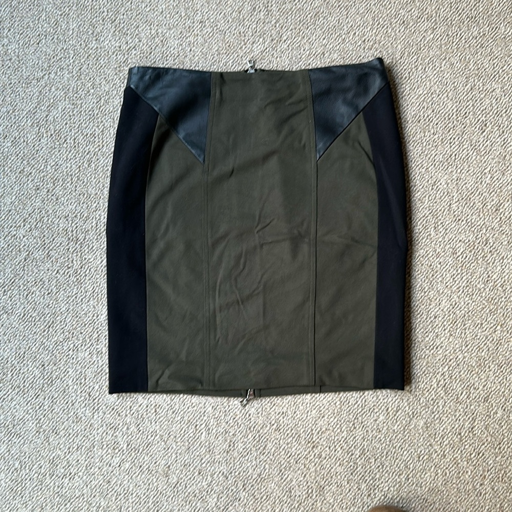 Leather accented skirt